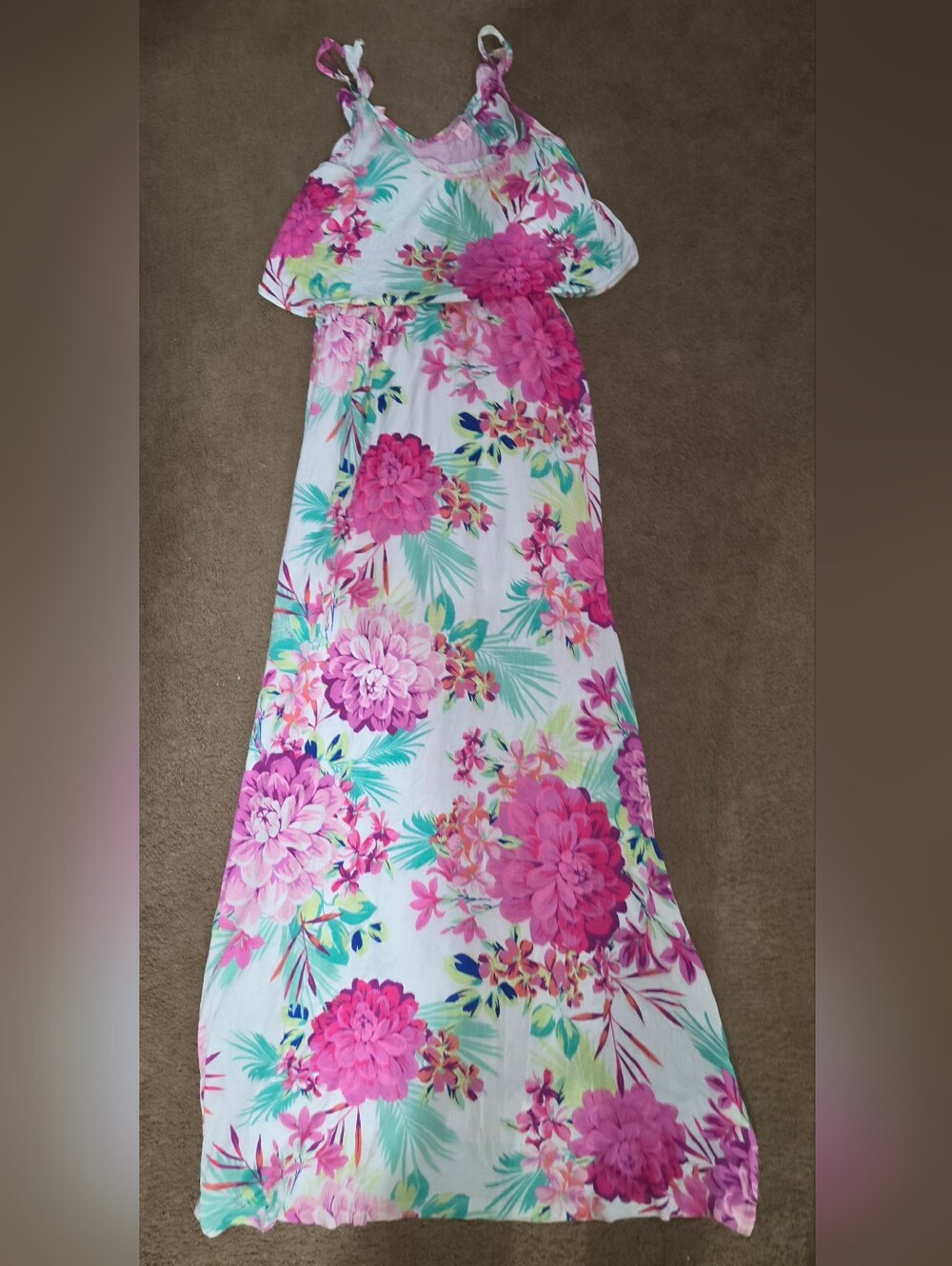 Candie's White Maxi Skirt with Pink Floral Print